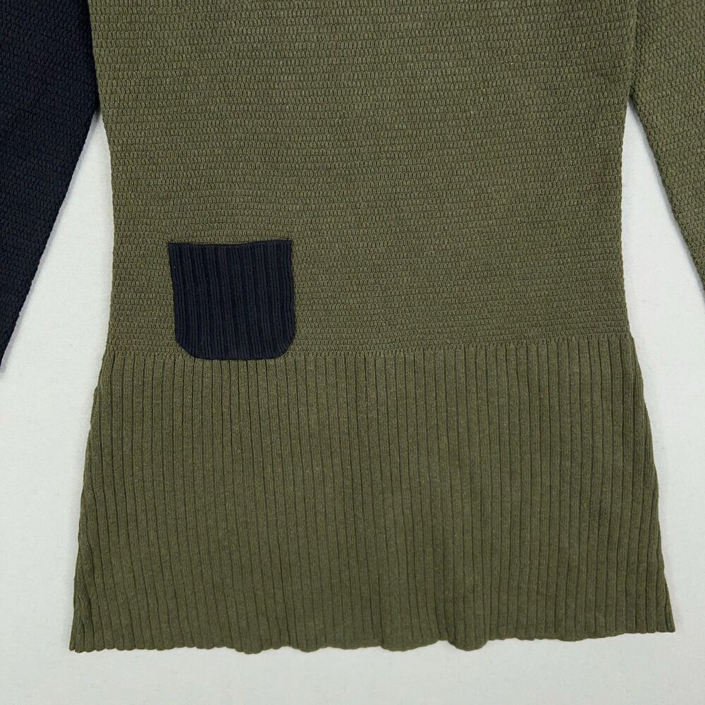 Lisa Todd Sweater Dress Womens Medium Green Black Colorblock Cashmere Twee - Picture 3 of 12